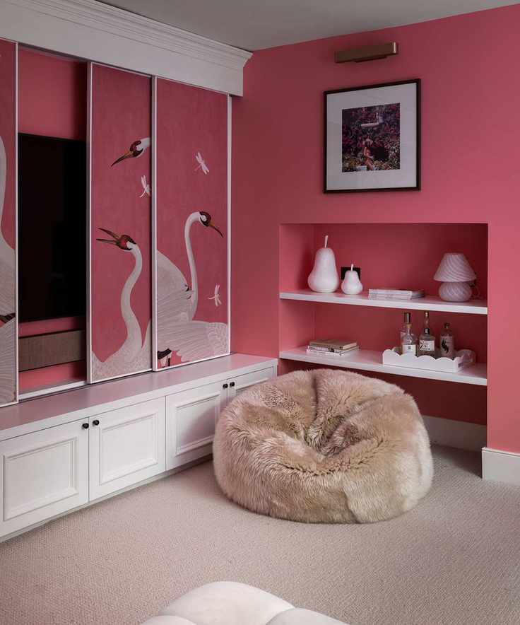 Art Deco family room with television