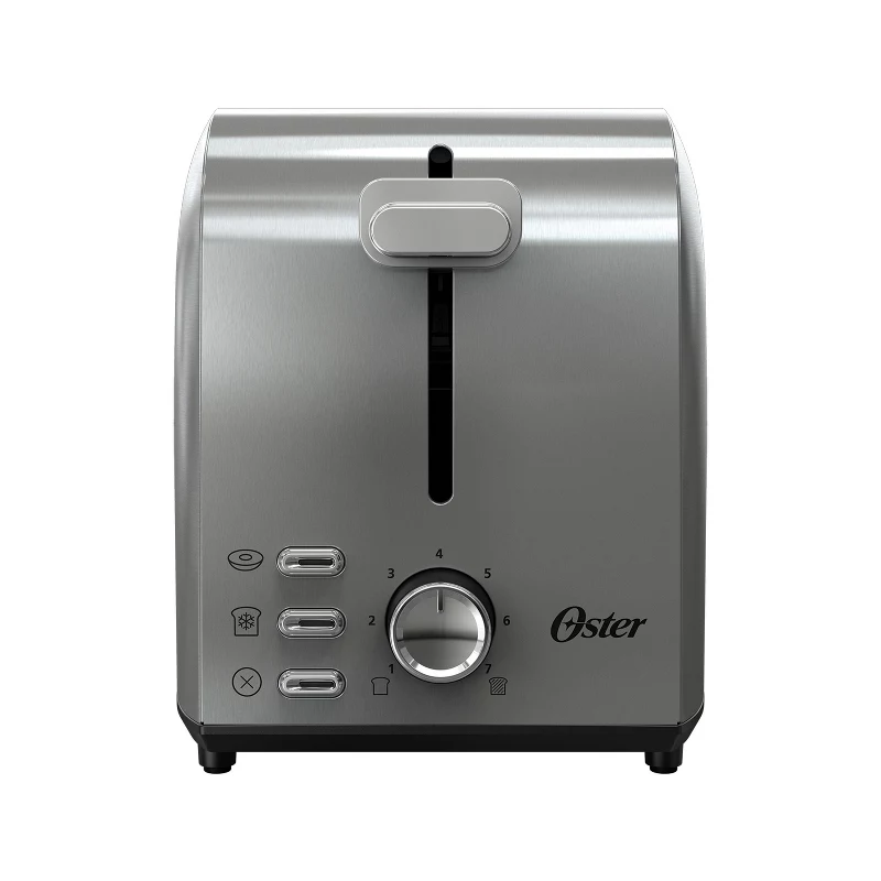 Oster 2-Slice Toaster Stainless Steel With Extra-Wide Slots: Reheat &amp; Bagel Functions, 800w, Spot Clean