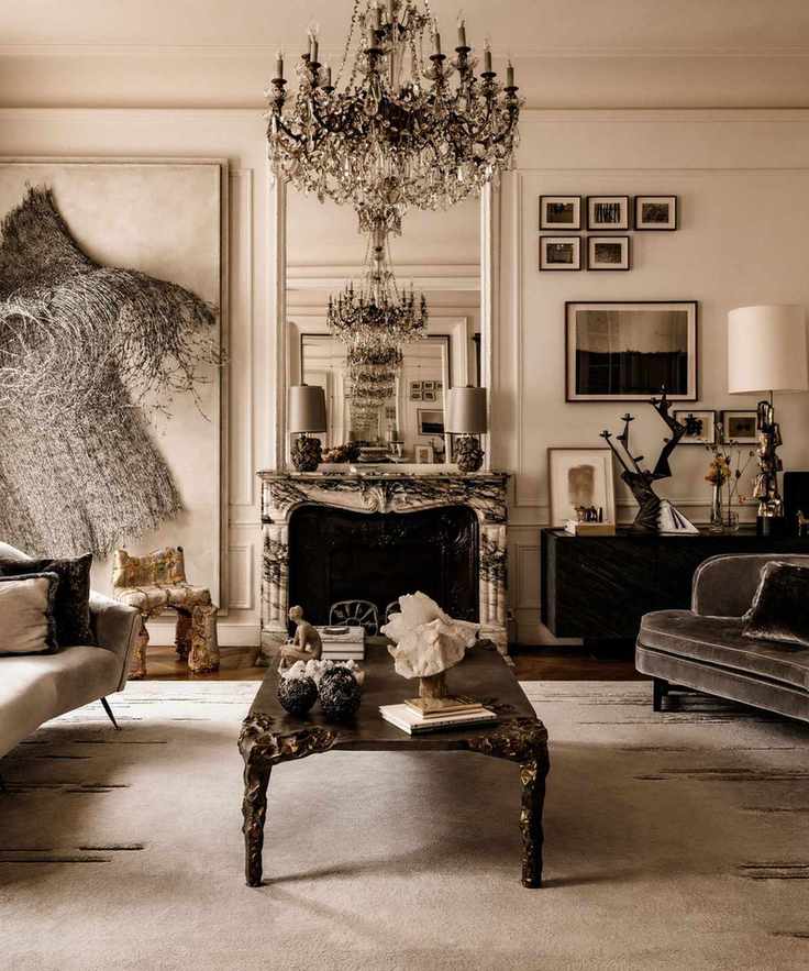 monochrome living space with large statement art all monochrome palette