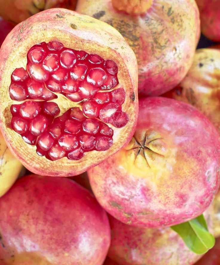 pomegranates ready for harvesting and slicing