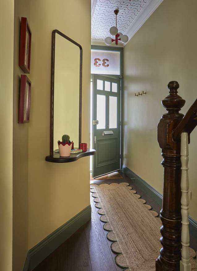 Yellow and green small hallway