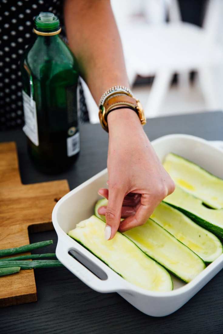 zucchini boats in dish