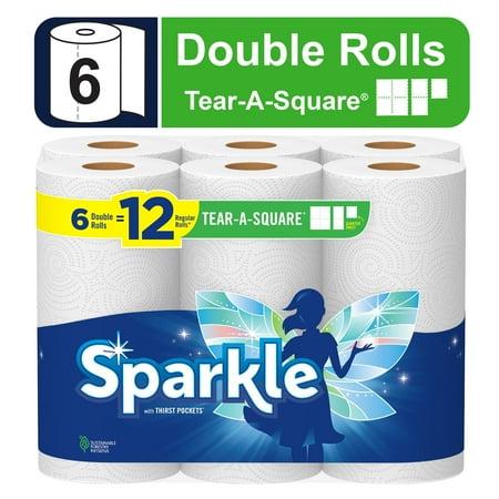 Sparkle Tear-A-Square Paper Towels, 6 Double Rolls