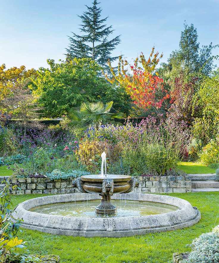 Country garden with water feature