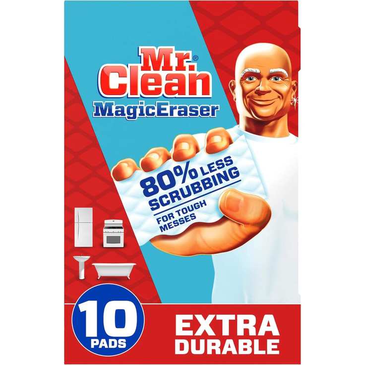 A red and blue Mr. Clean MagicEraser packet