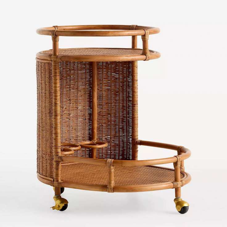 Rattan bar cart