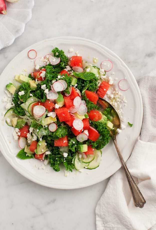watermelon salad with cucumber and feta