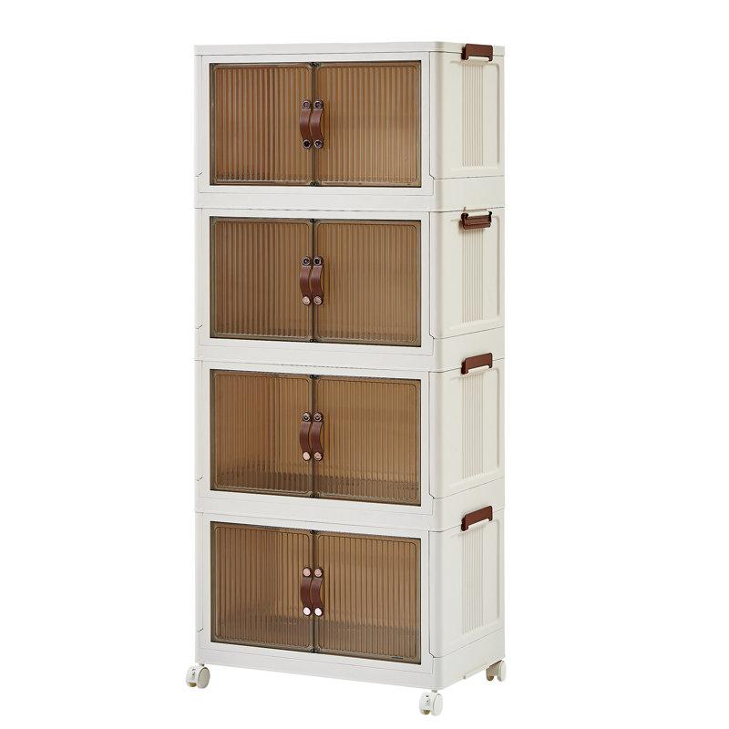 Latitude Run&amp;reg; 4 Tier Stackable Foldable Storage Bins With Lid and Wheels &amp;amp; Reviews | Wayfair
