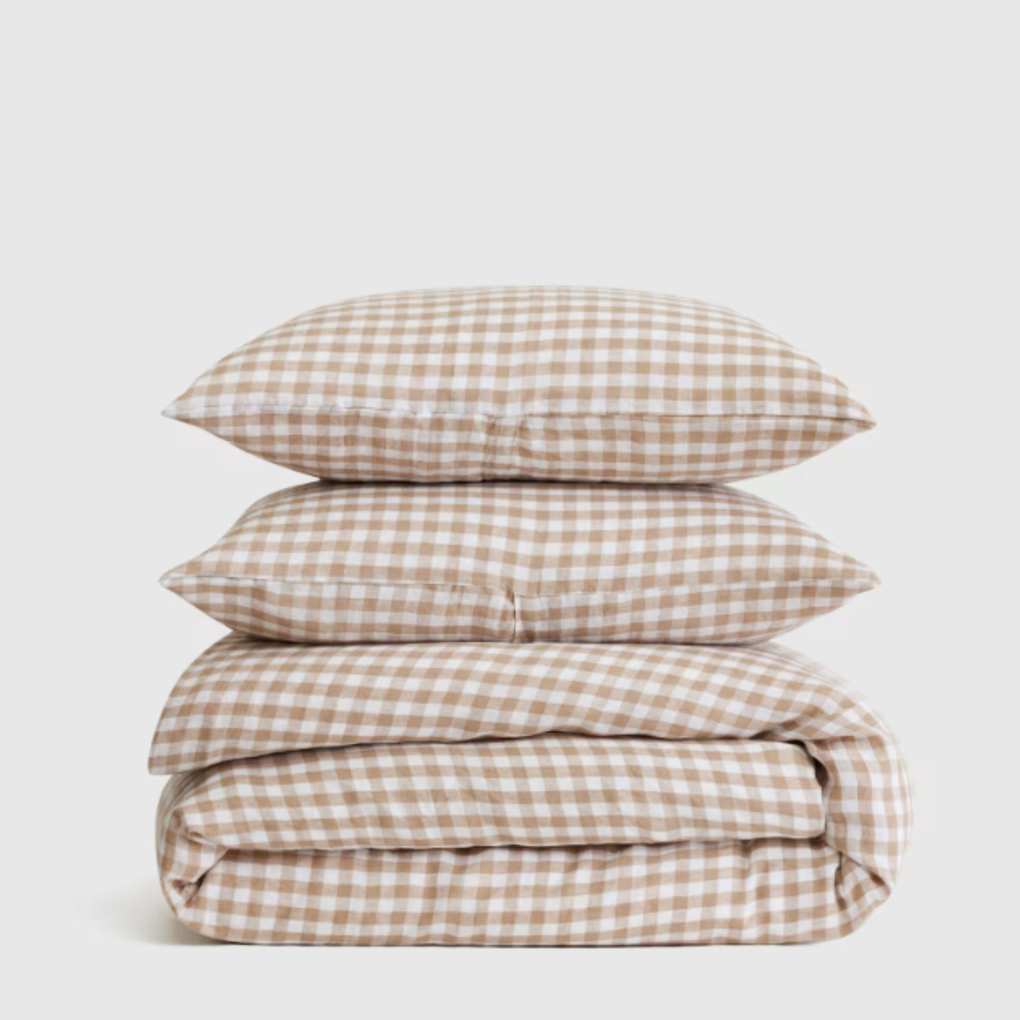 Cafe Gingham European Linen Duvet Cover Set