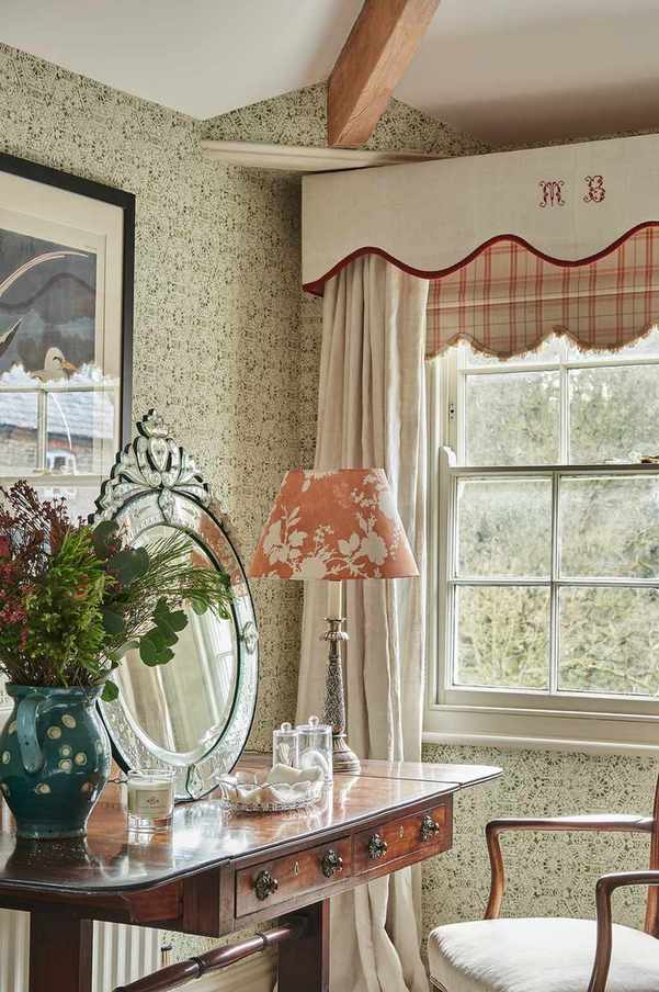 French country bedroom with elegant drapes