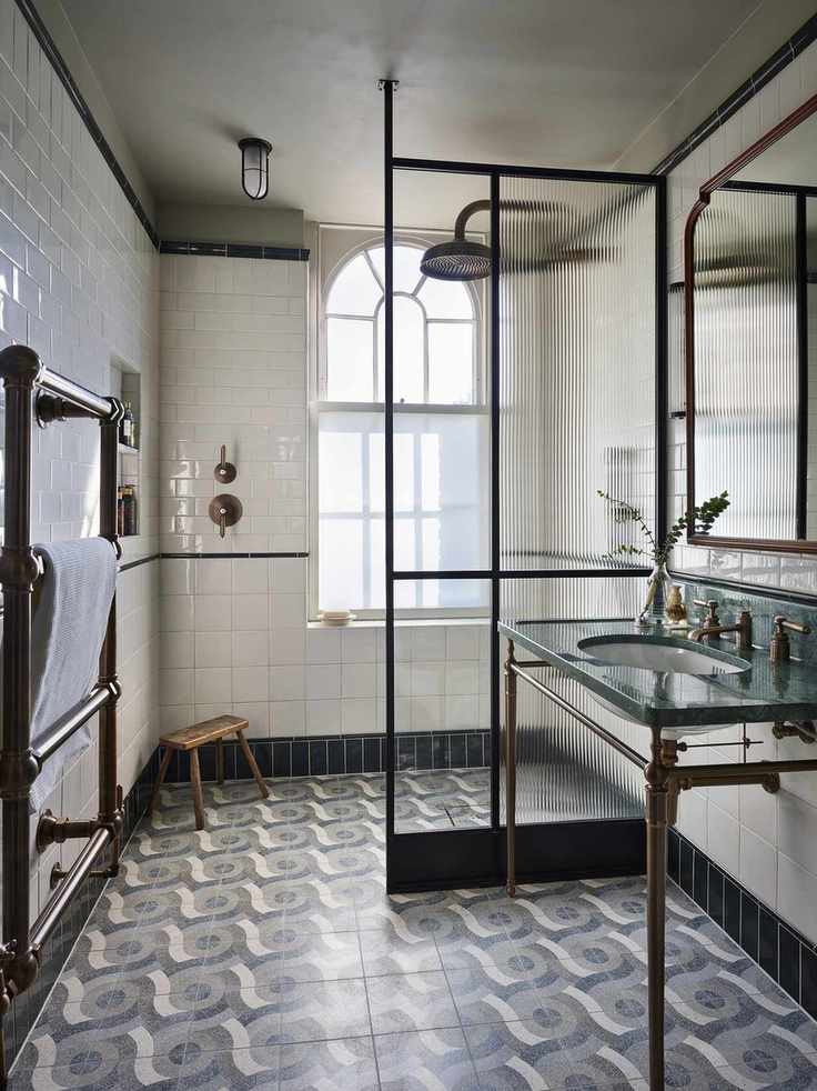 Drummonds wet room with white wall tiles