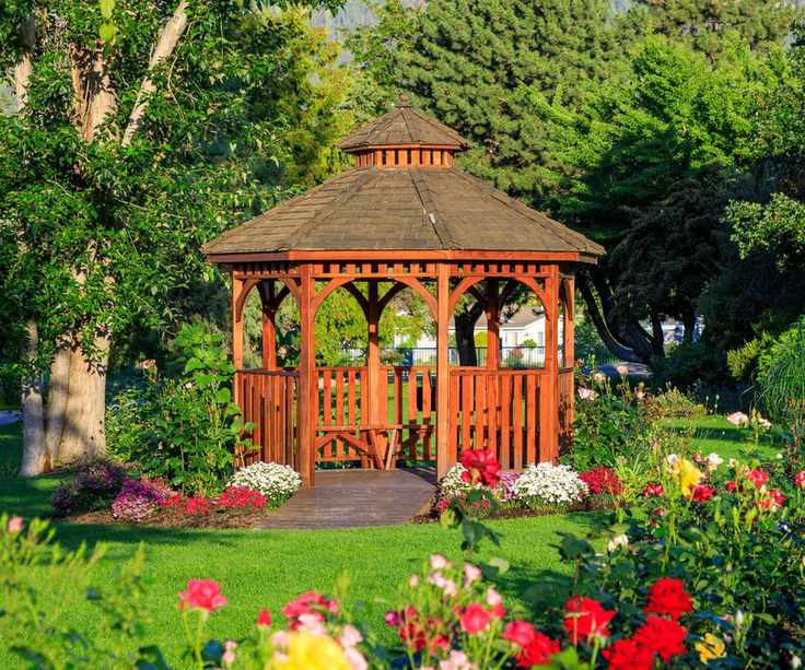 A gazebo in a garden