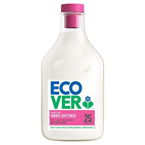 A large clear plastic bottle of laundry liquid, with a pink screw cap and a white and pink label.