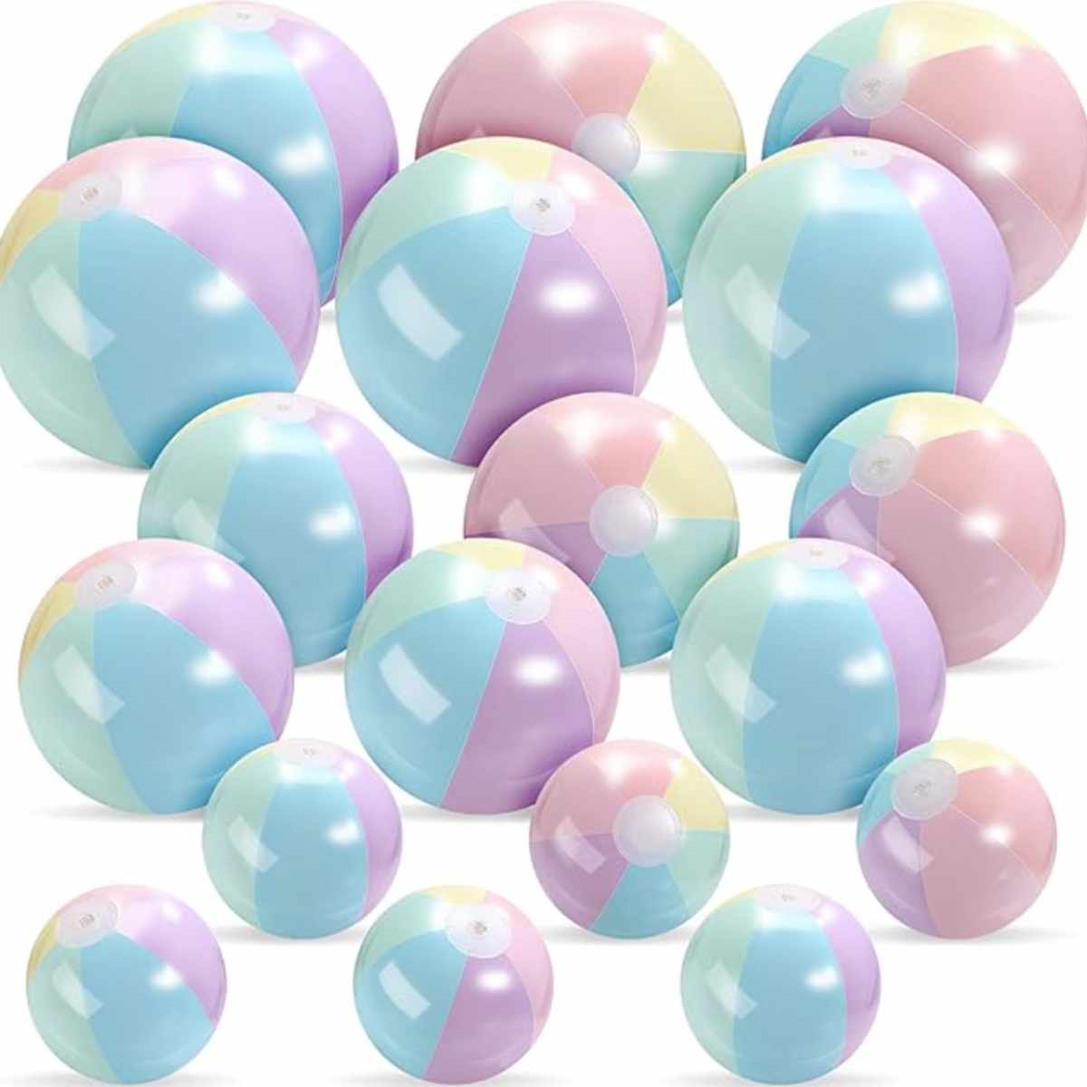 Pastel colored inflatable beach balls