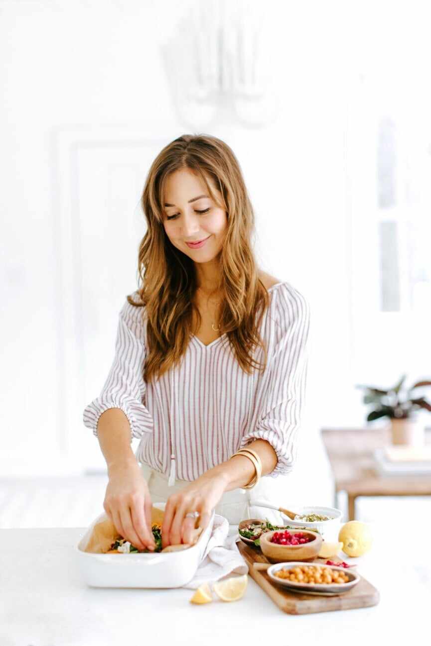 camille styles assembling autumn stuffed sweet potatoes