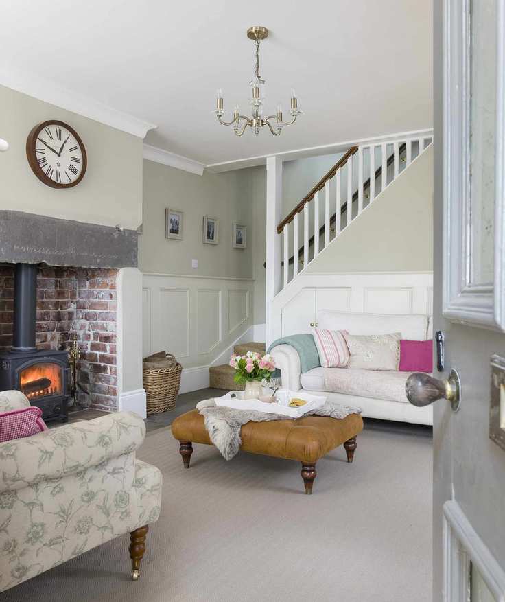 open stairs in living room in cottage staircase ideas