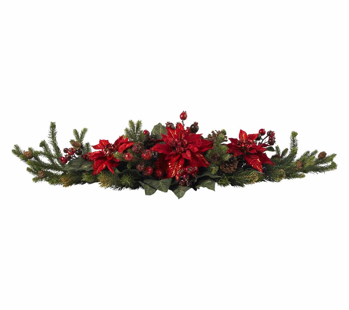 Nearly Natural Poinsettia &amp;amp; Berry Centerpiece