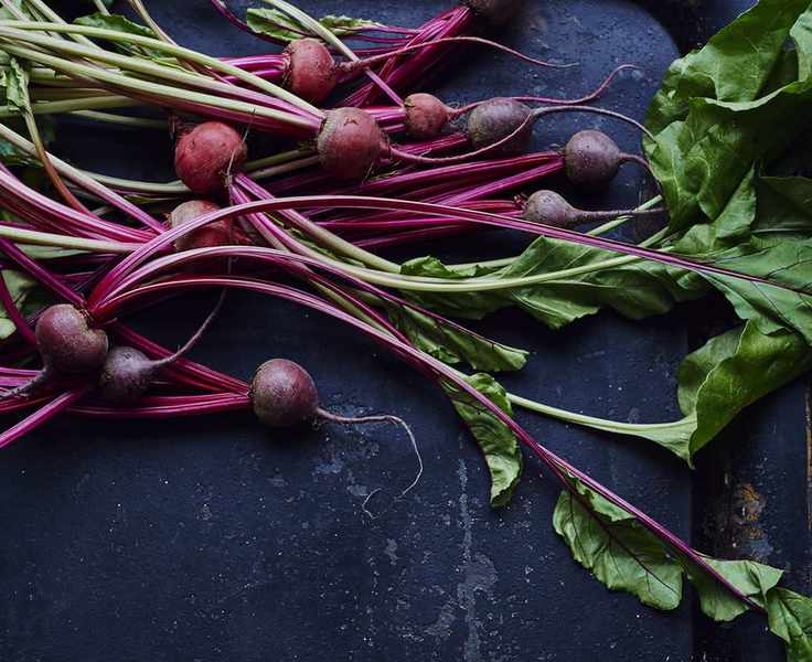 Fresh beetroot on a slate background