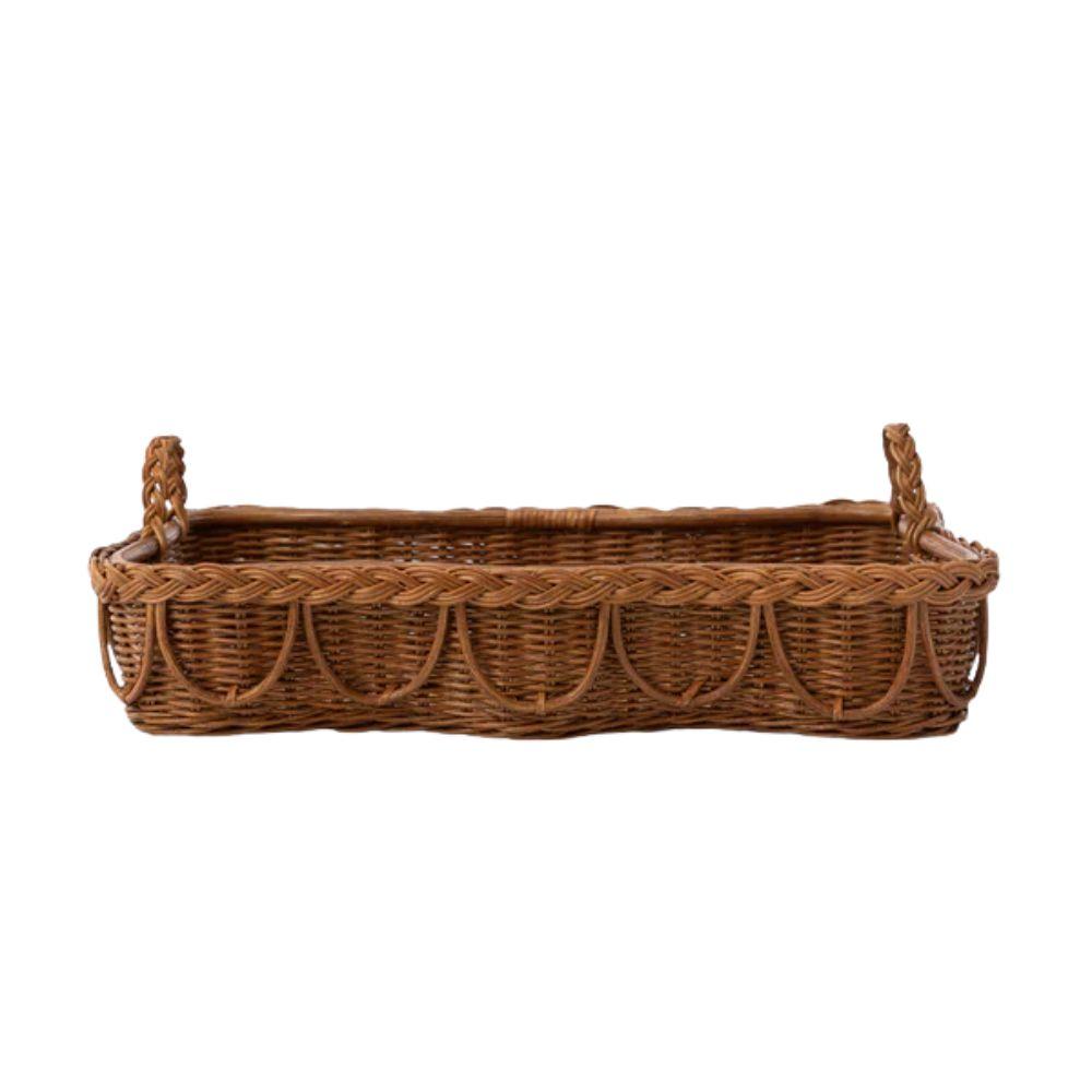 Hadley Scalloped Rattan Tray