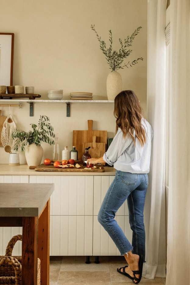 woman cooking in kitchen