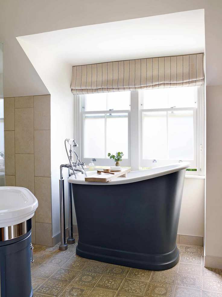 Striped blind in a bathroom