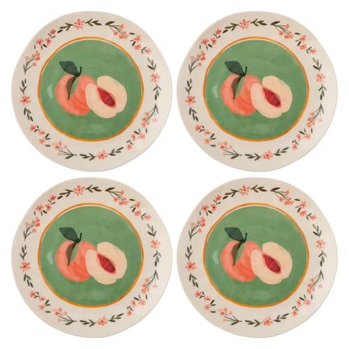 Karma, 8.75 Inches Melamine Salad Plates Set of 4, Reusable Dishwasher Safe Plates for Outdoor and Indoor, Peaches