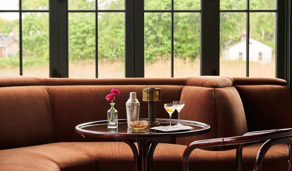 Cocktails on a bistro table in a living room