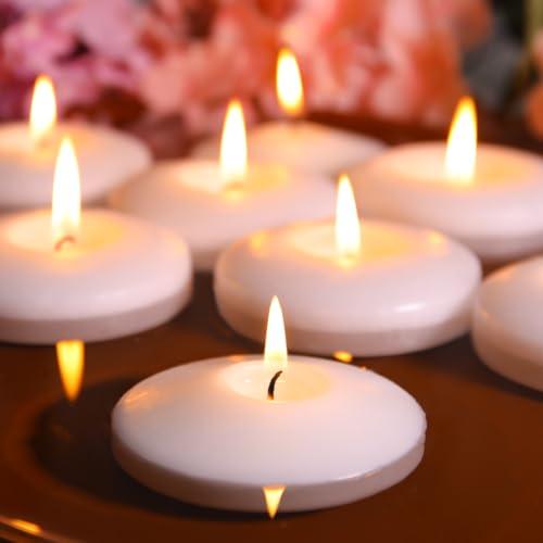 48 Pack White Floating Candles 3 Inch Unscented Floating Candles for Centerpieces-10 Hours Long Burn Time-3&amp;rdquo; Floating Candle Bulk for Wedding Cylinder Vases