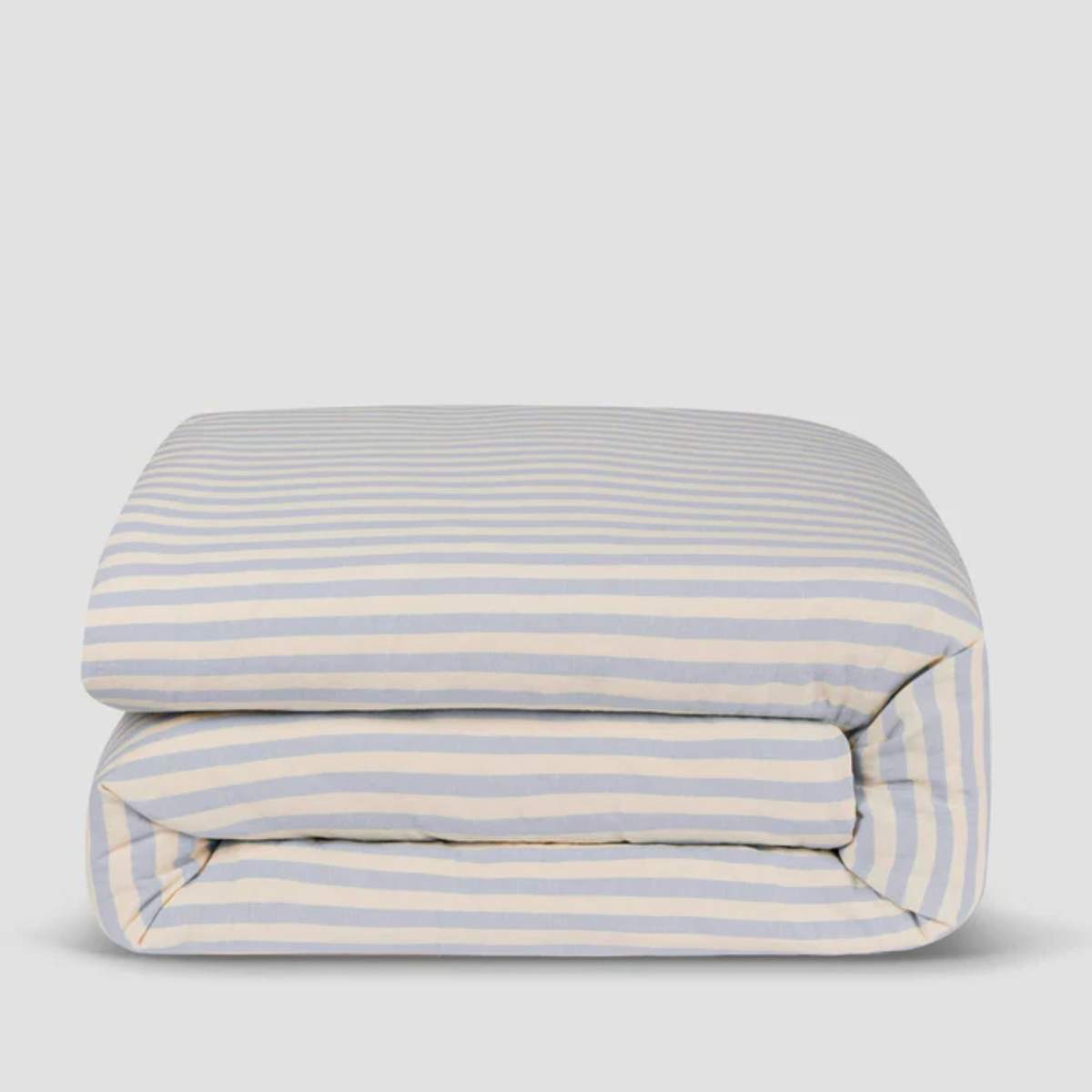 Coastal Blue Pembroke Stripe Linen Blend Duvet Cover