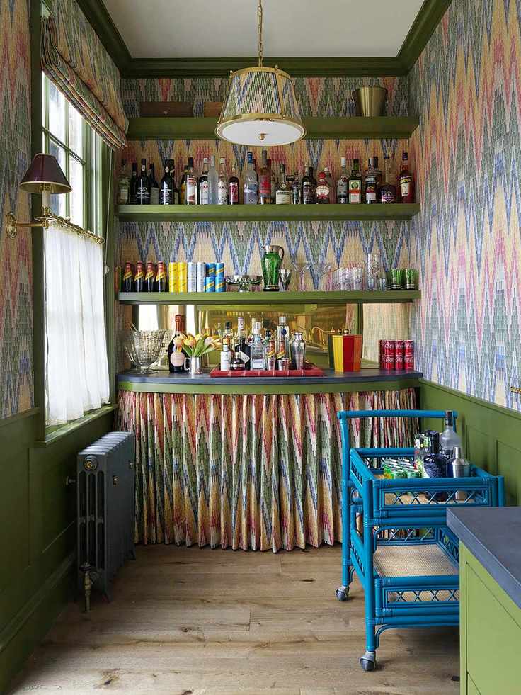 Bright home bar with colorful decor
