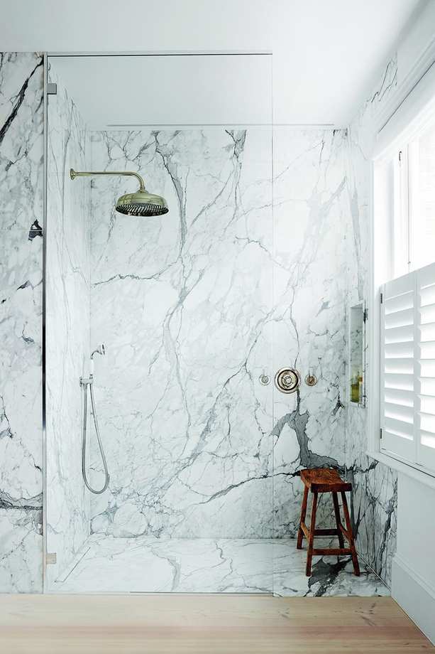marble shower with seating