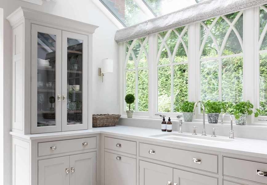 Kitchen wall lights in a glazed kitchen extension