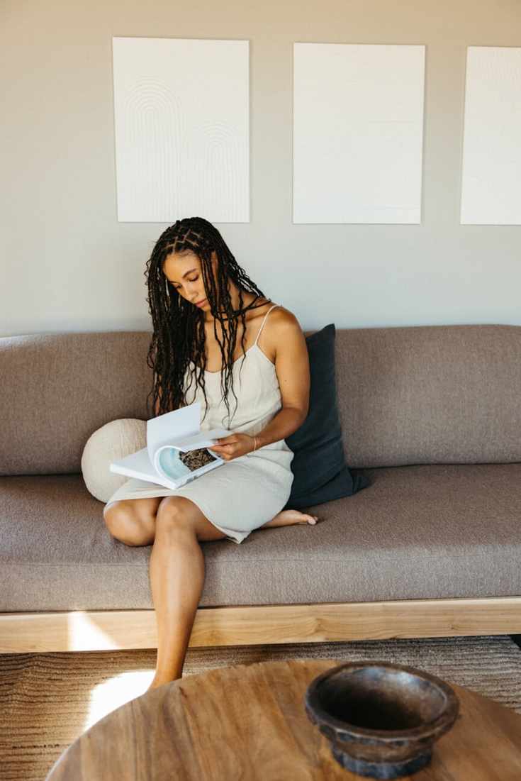 Woman relaxing with a book