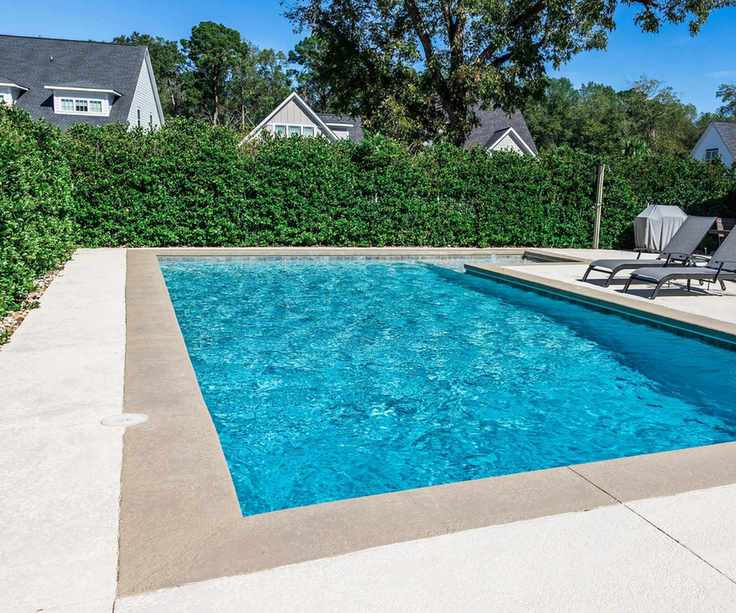 Lush green hedge surrounding a pool
