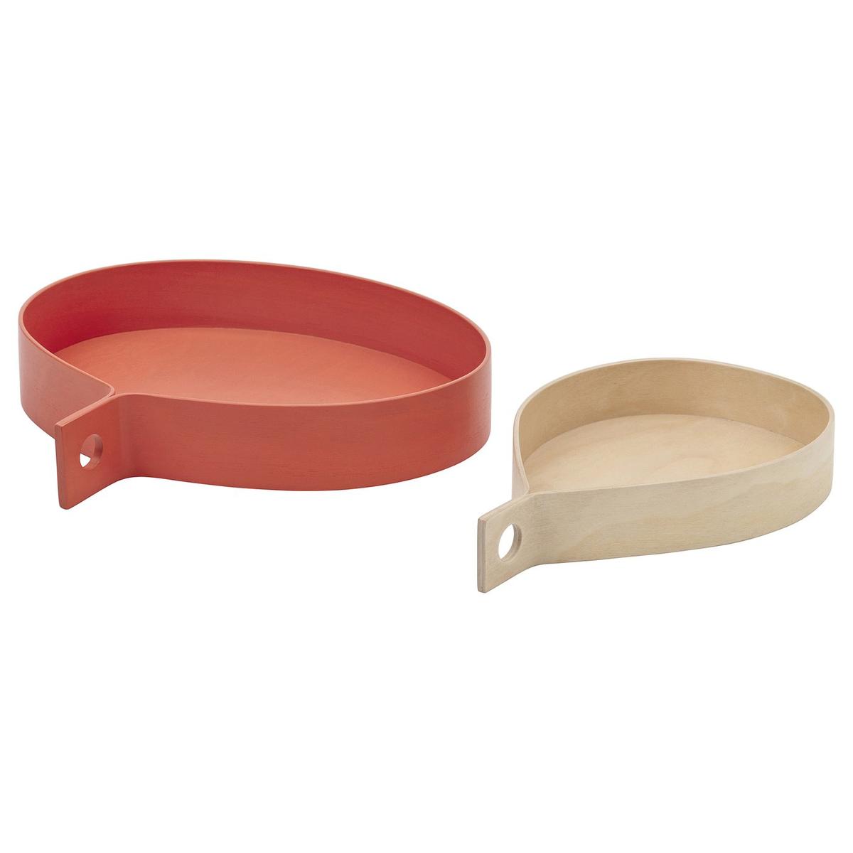 OmmjÄnge Tray, Set of 2 - Orange/birch Veneer