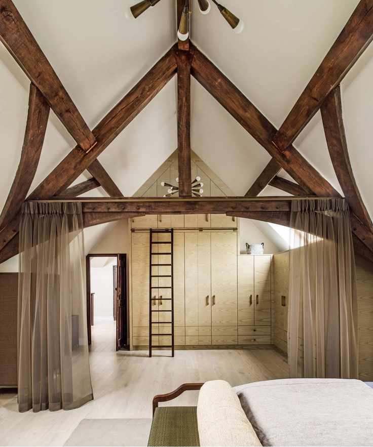 Curtains dividing a bedroom from a closet