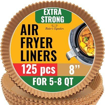 Air Fryer Liners for Ninja, 125 Pcs Round Disposable Airfryer Paper Liners &ndash; Non-Stick and Oil Proof for Easy Cleanup, Great for Oven, Pans &ndash; 8 Inch for 5-8 Qt Basket by Baker's Signature
