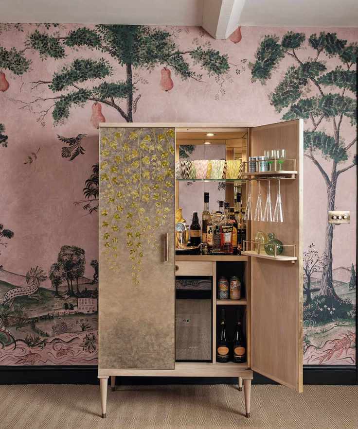 freestanding gold home bar