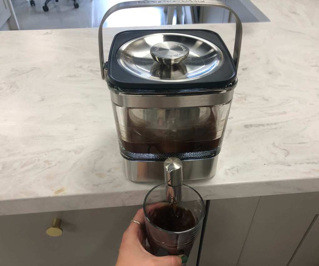 KitchenAid Cold Brew Coffee Maker pouring coffee