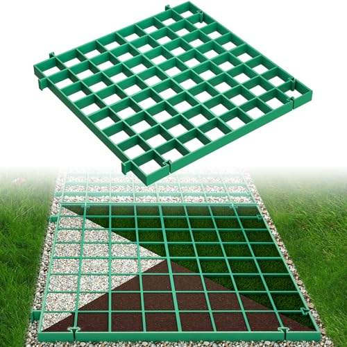 Briwooody 16 X 16 Inch Permeable Pavers Gravel Grid Rv Parking Pad for Outside Walkway Driveway Patio Lawn Grass Shed Base Outdoor Diy(green,6 Pcs)