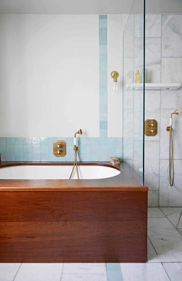 Bathroom with wood features