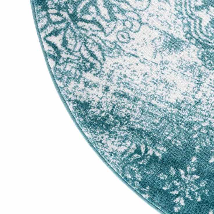 Teal and white circular rug