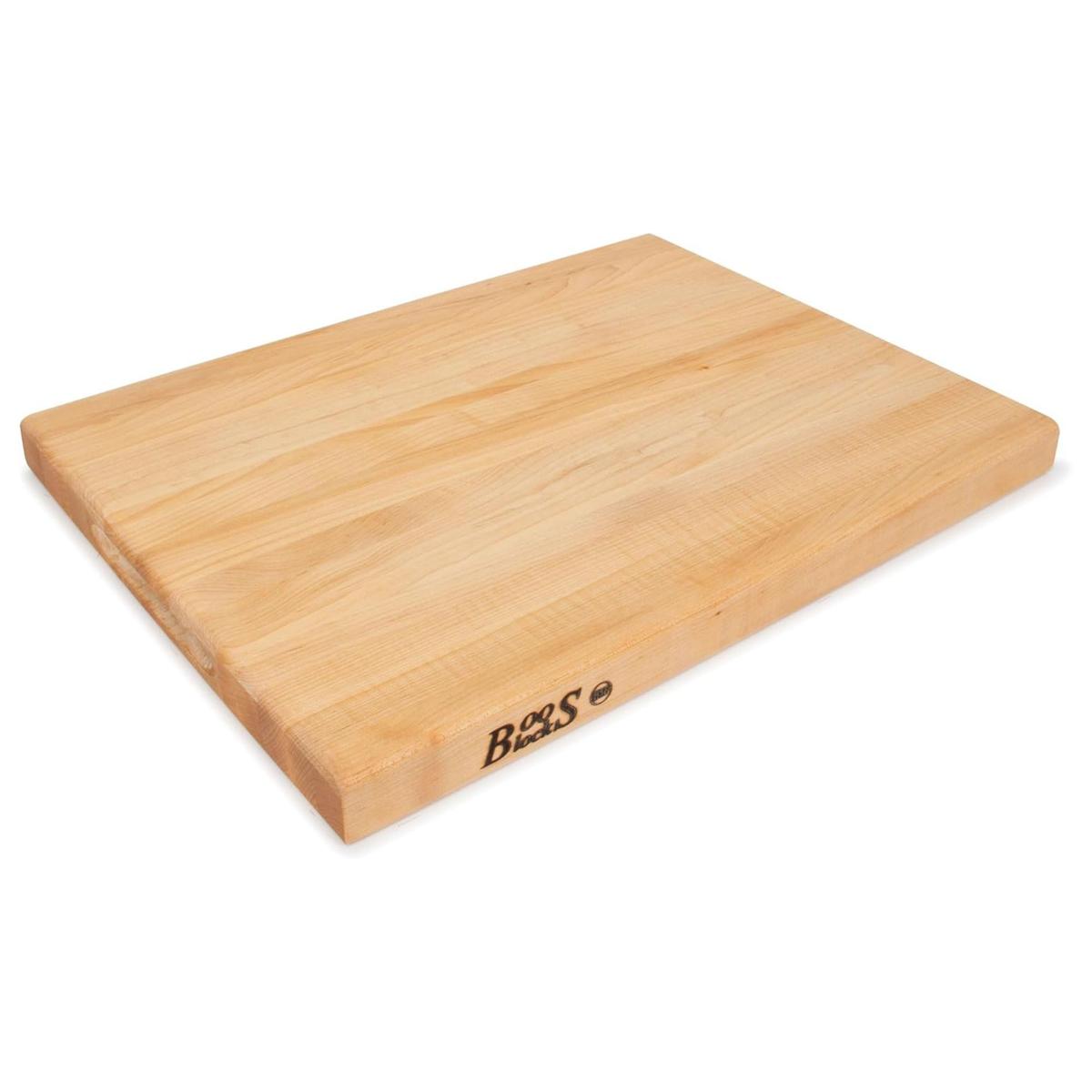 A wooden rectangular chopping board