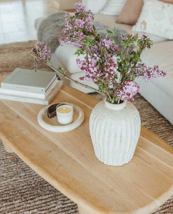 lilac bouquet on coffee table_mood boosters