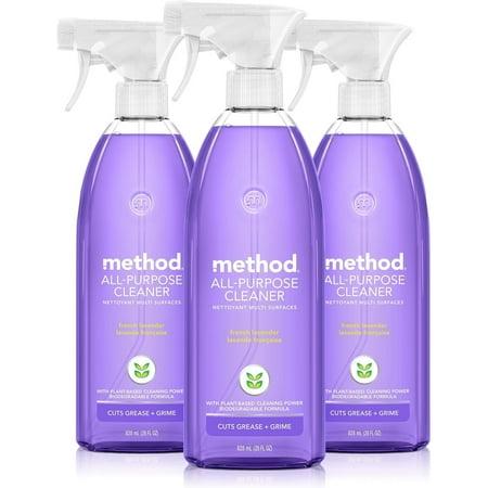 Method All-Purpose Cleaner Spray, French Lavender, Plant-Based and Biodegradable Formula Perfect for Most Counters, Tiles, Stone, and More, 28 Oz Spray Bottles, Pack of 3