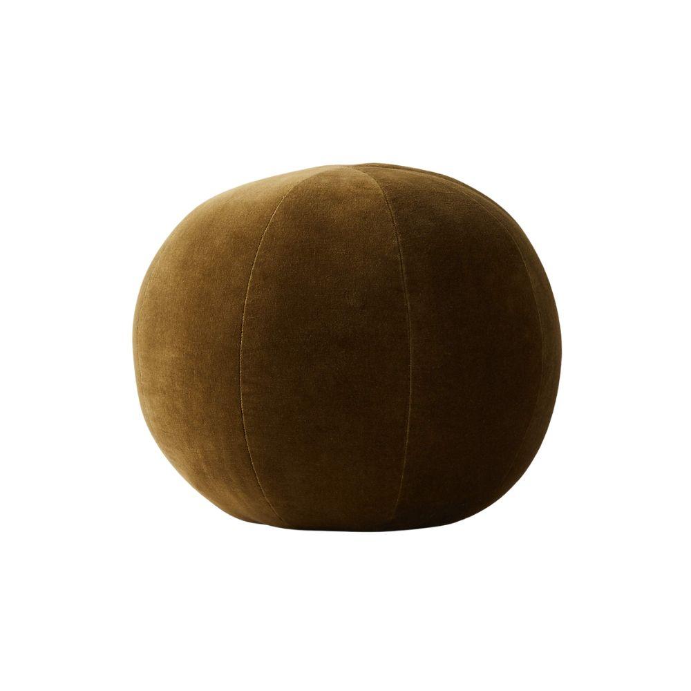 Terre Olive Green Velvet Sphere Throw Pillow