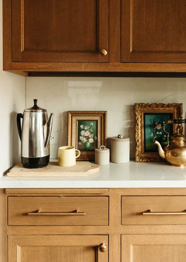 Ambitious kitchen coffee nook.