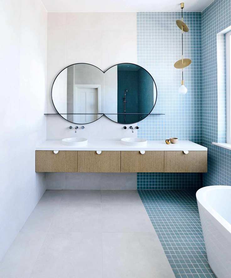Blue and white bathroom