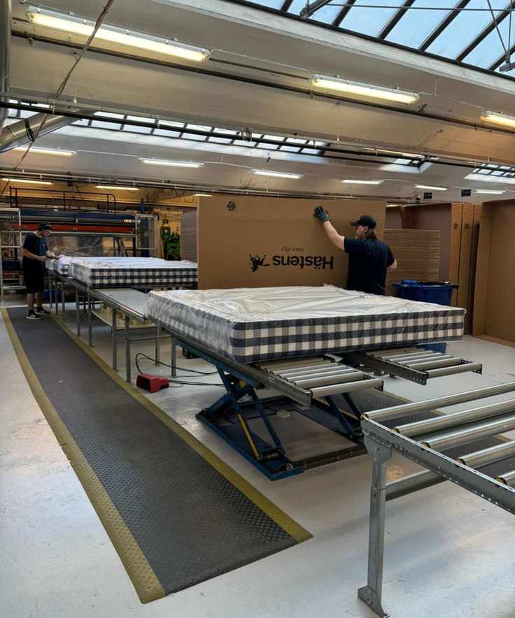 A Hästens mattress being packed for delivery.
