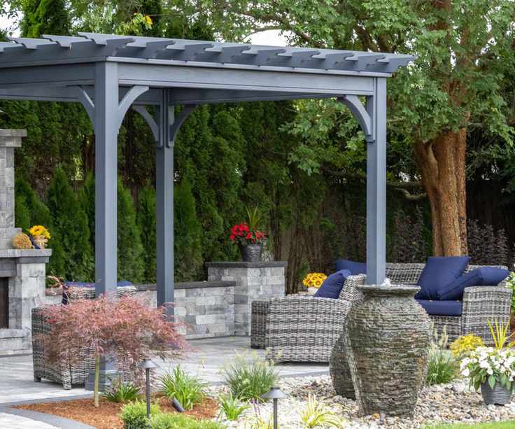 A pergola on a patio